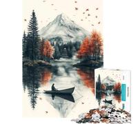 Puzzle da 1000 pezzi per ragazzi con una serena scena di lago con montagna e barca ideale per compleanni Natale e divertimento in famiglia Gioco per famiglie dai 14 anni in su 38x26cm