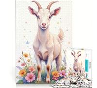 Puzzle da 1000 pezzi per ragazzi con una simpatica capretta in primavera, gioco rompicapo, difficile e stimolante, ideale come regalo per tutta la famiglia 38x26cm