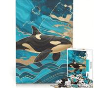 Puzzle da 1000 pezzi per ragazzi con un'elegante orca nell'oceano, gioco educativo, difficile, regalo di compleanno, regalo di viaggio 50x75cm