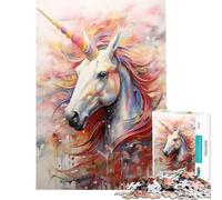 Puzzle da 1000 pezzi per ragazzi con unicorno che cammina nella vernice Difficile e stimolante Attività per famiglie Decorazione per la casa Giocattolo per ragazzi dai 14 anni in su Gioco offerto