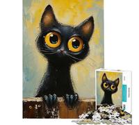 Puzzle da 1000 pezzi per ragazzi con un'immagine di un gatto nero stravagante Gioco impegnativo che stimola l'analisi e la logica adatto a ragazzi dai 14 anni in su (38x52cm)