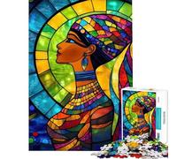 Puzzle da 1000 pezzi per ragazzi con vetrata raffigurante la regina egizia e puzzle per adulti divertente gioco di analisi e logica ideale come regalo di Natale o compleanno (dimensioni 50x75cm)