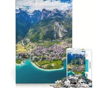 Puzzle da 1000 pezzi per ragazzi con vista aerea del Lago di Molveno, giocattolo educativo, sfida impegnativa, ideale come regalo 50x75cm