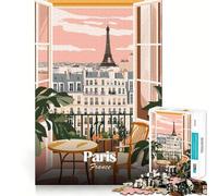 Puzzle da 1000 pezzi per ragazzi con vista sul balcone di Parigi,taglio preciso,gioco stimolante per la mente,relax e attività per il compleanno (50x75cm)