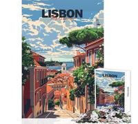 Puzzle da 1000 pezzi per ragazzi con vista sulle strade di Lisbona giochi rilassanti per tutta la famiglia giocattoli decorativi per la casa per rafforzare l'amore tra le coppie (50x75cm)