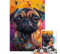 Puzzle da 1000 pezzi per ragazzi con vivace disegno di un carlino gioco educativo giocattoli educativi regali per il Secret Santa attività per la famiglia (dimensioni 75x50cm)