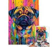 Puzzle da 1000 pezzi per ragazzi con vivace disegno di un carlino gioco educativo giocattoli educativi regali per il Secret Santa attività per la famiglia (dimensioni 38x26cm)