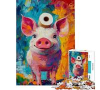 Puzzle da 1000 pezzi per ragazzi con vivace disegno di un maialino gioco educativo giocattoli educativi regali per il Secret Santa attività per la famiglia (dimensioni 38x52cm)