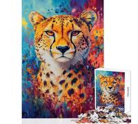 Puzzle da 1000 pezzi per ragazzi con vivace illustrazione di un ghepardo Puzzle per adulti giocattolo decorativo da parete attività divertenti di analisi e logica da fare a casa (dimensioni 38x26cm)
