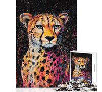 Puzzle da 1000 pezzi per ragazzi con vivace illustrazione di un ghepardo Puzzle per adulti giocattolo decorativo da parete attività divertenti di analisi e logica da fare a casa (dimensioni 38x26cm)