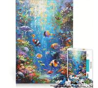 Puzzle da 1000 pezzi per ragazzi con vivace murale arabo sull'oceano, giocattolo educativo, decorazione artistica per la casa, con poster e foglio di curiosità abbinati 50x75cm