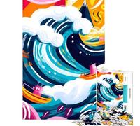 Puzzle da 1000 pezzi per ragazzi con vivida visione fauvista della Grande Onda di Kanagawa Divertimento a casa decorazione artistica per la casa giochi per famiglie adatto a persone dai 14 anni in su