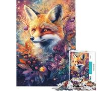 Puzzle da 1000 pezzi per ragazzi con volpe fantasiosa fiori e bacche Puzzle per adulti giochi per famiglie assemblaggio di modelli gioco stimolante regalo (dimensioni 50x75cm)