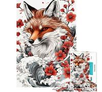 Puzzle da 1000 pezzi per ragazzi con volpe giapponese e tatuaggio Puzzle per adulti gioco rilassante taglio di precisione stimola l'allenamento cerebrale (dimensioni 50x75cm)