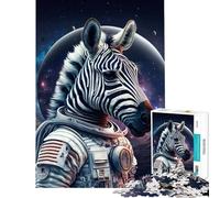 Puzzle da 1000 pezzi per ragazzi con zebra astronauta divertimento a casa decorazioni artistiche per la casa giochi per famiglie adatto a persone dai 14 anni in su (38x52cm)