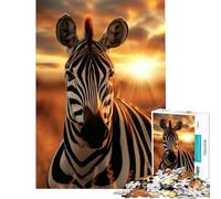 Puzzle da 1000 pezzi per ragazzi con zebra e tramonto giocattolo educativo per l'apprendimento degli animali gioco rilassante un'opera d'arte regalo di compleanno (dimensioni 38x26cm)