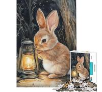 Puzzle da 1000 pezzi per ragazzi Coniglietto Curioso con Lanterna Puzzle per adulti Giochi Rilassanti Un'Opera d'Arte Regalo Antistress (Dimensioni 38x52cm)