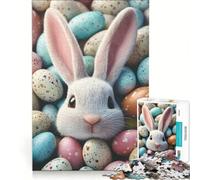 Puzzle da 1000 pezzi per ragazzi, coniglietto pasquale con uova, giocattolo antistress, da assemblare, compleanno e Natale 38x26cm