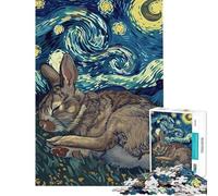 Puzzle da 1000 pezzi per ragazzi coniglio addormentato notte stellata puzzle artistico gioco rilassante decorazione da parete ideale come regalo per tutta la famiglia (dimensioni 38x26cm)