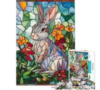Puzzle da 1000 pezzi per ragazzi coniglio in vetro colorato puzzle da 1000 pezzi decorazione per la casa giocattolo modello da assemblare offerta come regalo per tutta la famiglia (38x52cm)