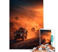 Puzzle da 1000 pezzi per ragazzi convoglio militare in un paesaggio desertico giocattolo educativo gioco impossibile sfida difficile regalo di compleanno (dimensioni 38x26cm)