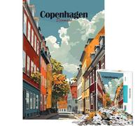 Puzzle da 1000 pezzi per ragazzi Copenaghen Danimarca con stampa artistica del paesaggio urbano giocattolo educativo gioco pratico regalo di compleanno regalo di Babbo Natale segreto (38x52cm)
