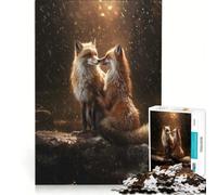 Puzzle da 1000 pezzi per ragazzi, coppia di volpi innamorate, gioco educativo, per divertimento in famiglia, regalo per amici e parenti 38x52cm