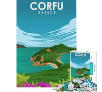 Puzzle da 1000 pezzi per ragazzi Corfù serenità al sole arte sfida per l'intelligenza giocattoli che creano dipendenza giochi divertenti migliorano la memoria opere d'arte regali (dimensioni 75x50cm)