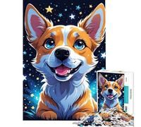 Puzzle da 1000 pezzi per ragazzi Corgi sotto le stelle Attività divertenti da fare a casa Assemblaggio del modello Gioco educativo per ragazzi dai 14 anni in su Gioco di puzzle offerto (38x26cm)
