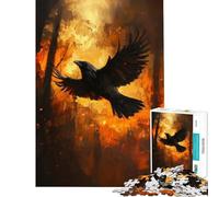 Puzzle da 1000 pezzi per ragazzi corvo nel fuoco dipinto impegnativo da completare decorazione murale gioco educativo per ragazzi dai 14 anni in su (50x75cm)