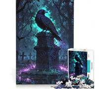 Puzzle da 1000 pezzi per ragazzi: Corvo sulla lapide custode di antiche tombe giochi per famiglie divertimento in famiglia collezione d'artista belle arti 50x75cm