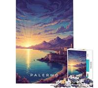 Puzzle da 1000 pezzi per ragazzi Costa di Palermo al tramonto gioco educativo sfida giocattolo educativo difficile opera d'arte regalo (dimensioni 38x26cm)