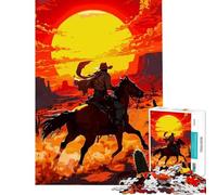 Puzzle da 1000 pezzi per ragazzi: Cowboy a cavallo in un paesaggio desertico Difficile e stimolante Un'opera d'arte Gioco divertente adatto a persone dai 14 anni in su (38x26cm)