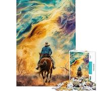 Puzzle da 1000 pezzi per ragazzi Cowboy che cavalca verso l'ignoto Aiuta a stimolare la mente e a divertirsi in famiglia Giocattolo fai-da-te per ragazzi dai 14 anni in su (50x75cm)