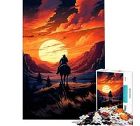 Puzzle da 1000 pezzi per ragazzi cowboy tramonto cavalcata giocattolo educativo per imparare gioco che migliora la memoria regalo di compleanno (dimensioni 50x75cm)