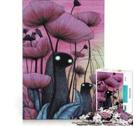 Puzzle da 1000 pezzi per ragazzi: Creature mistiche in un paesaggio floreale giocattolo fai-da-te stimola la memoria con pezzi di forma casuale completamente ad incastro 50x75cm