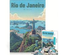Puzzle da 1000 pezzi per ragazzi, Cristo Redentore con vista su Rio, gioco educativo, decorazione perfetta, lista dei desideri con Babbo Natale 38x52cm