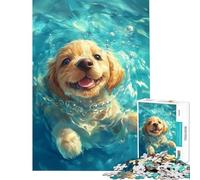 Puzzle da 1000 pezzi per ragazzi cucciolo di golden retriever giocattolo per nuotare giochi educativi giochi rilassanti per divertimento in famiglia regalo di Babbo Natale segreto (dimensioni 50x75cm)