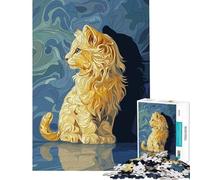 Puzzle da 1000 pezzi per ragazzi cucciolo di leone dorato riflessi giochi rilassanti giocattoli che creano dipendenza per coltivare la pazienza opera d'arte regalo decorazione da parete (38x52cm)
