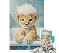 Puzzle da 1000 pezzi per ragazzi cucciolo di leone ideale per il bagnetto difficile e stimolante perfetto per la decorazione della casa e per giochi rilassanti dai 14 anni in su (50x75cm)