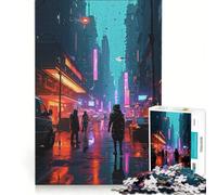 Puzzle da 1000 pezzi per ragazzi, Cyberpunk Neon Night City, gioco interattivo, migliora la memoria, compleanno e Natale 38x26cm