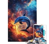 Puzzle da 1000 pezzi per ragazzi delfino nel cosmo puzzle di precisione per ragazzi sfida educativa regalo di compleanno regali 38x26cm