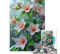 Puzzle da 1000 pezzi per ragazzi delicato puzzle con fiori rosa e gocce d'acqua difficile e stimolante decorazione artistica per la casa giocattolo antistress adatto a partire dai 14 anni (38x26cm)