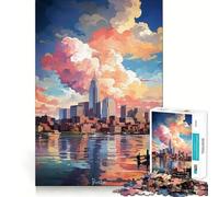 Puzzle da 1000 pezzi per ragazzi,dipinto a olio di Boston,con ritagli precisi,gioco stimolante per la mente,ideale per rilassarsi,perfetto per il tempo libero a tema natalizio 50x75cm