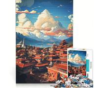 Puzzle da 1000 pezzi per ragazzi dipinto ad olio di Katmandu giochi rilassanti attività divertenti da fare in casa compleanno e Natale 38x52cm