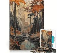 Puzzle da 1000 pezzi per ragazzi,dipinto autunnale di un ruscello nella foresta,disegno pulito,gioco creativo,giocattolo rilassante,regalo di Natale (38x26cm)