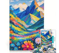 Puzzle da 1000 pezzi per ragazzi, dipinto colorato di paesaggio montano, gioco educativo, assemblaggio di motivi, collezione d'artista, belle arti 38x26cm