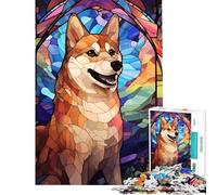 Puzzle da 1000 pezzi per ragazzi Doge Dog vetrata artistica gioco educativo sfida relax analisi e logica ottimo regalo e giocattolo (dimensioni 38x26cm)