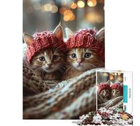 Puzzle da 1000 pezzi per ragazzi dolce gattino invernale gioco rompicapo giocattolo stimolante ottimo regalo e decorazione per la casa (dimensioni 38x52cm)