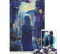 Puzzle da 1000 pezzi per ragazzi donna che cammina verso il mare giochi educativi corsa a tempo collezione d'artista belle arti 38x52cm